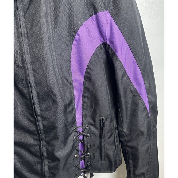 NexGen Motorcycle Jacket Black Purple Waterproof Nylon Zip Out Liner Large - Picture 3 of 16